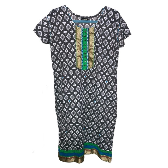Jingle XXL Global Inspired tunic dress Grays w colorful trims Great cond. 11049 - Picture 1 of 8